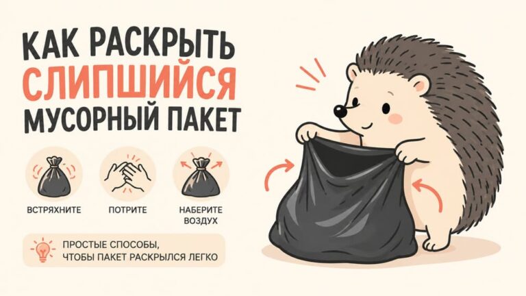 Как раскрыть слипшийся мусорный пакет